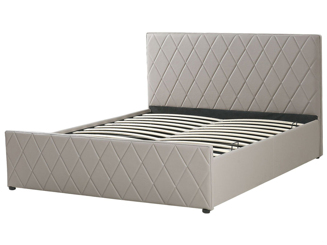 Rochefort Faux Leather EU Super King Size Ottoman Bed Taupe