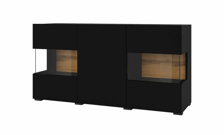 Display Sideboard Cabinet 120cm Black Matt Ava 25