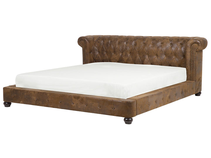 Faux Suede EU Super King Size Bed Brown Cavaillon