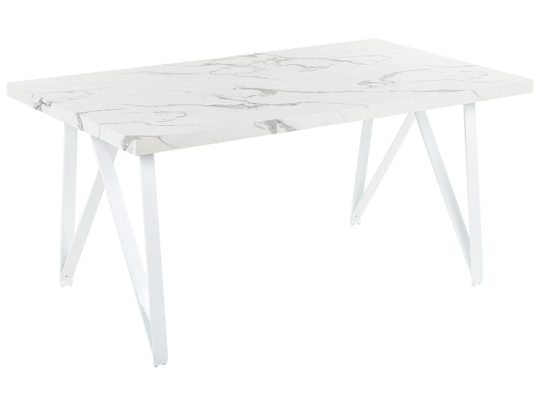 Dining Table 160 x 90 cm Marble Effect White Grieger