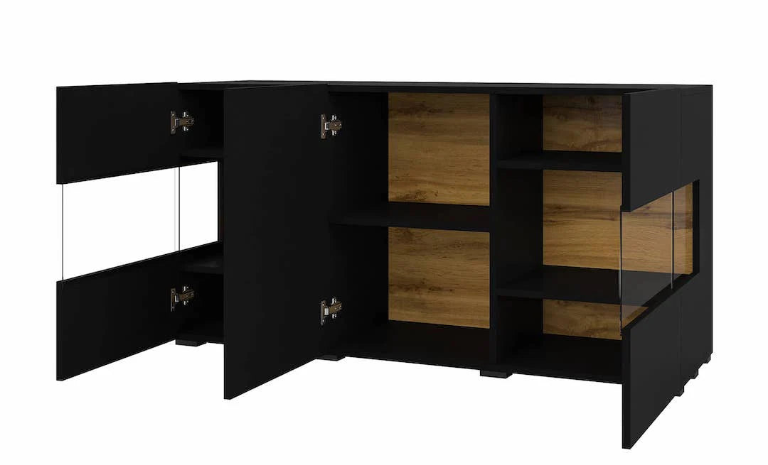 Display Sideboard Cabinet 120cm Black Matt Ava 25