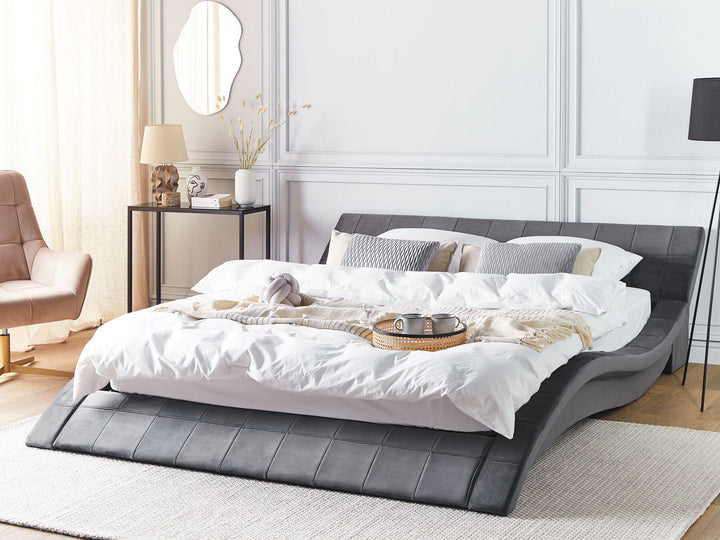 Velvet EU Super King Size Bed Grey Vichy