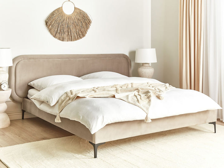 Velvet EU Super King Size Bed Beige Suzette