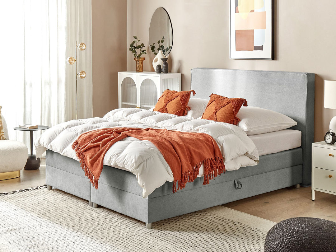 Fabric EU Super King Divan Bed Light Grey Minister