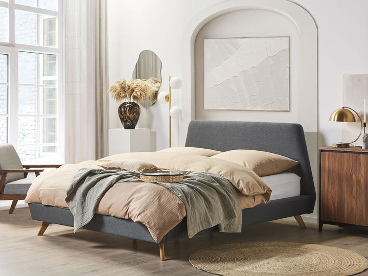 Fabric EU Super King Size Bed Grey Vienne