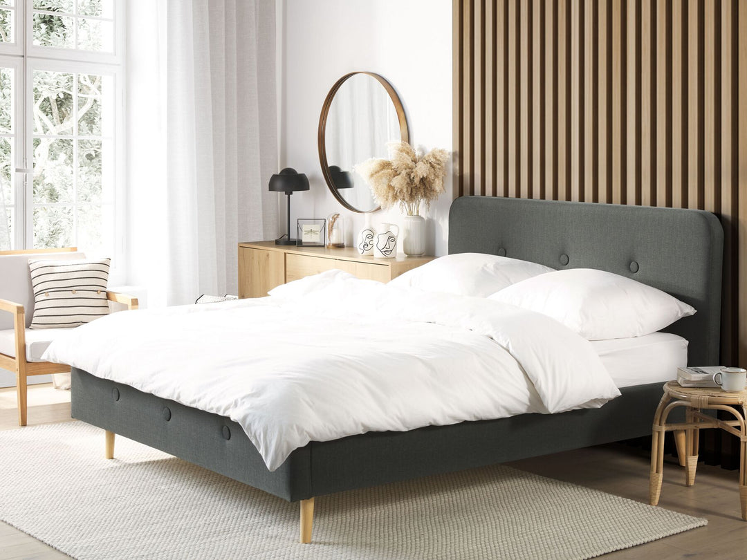 Fabric EU Super King Size Bed Grey Rennes