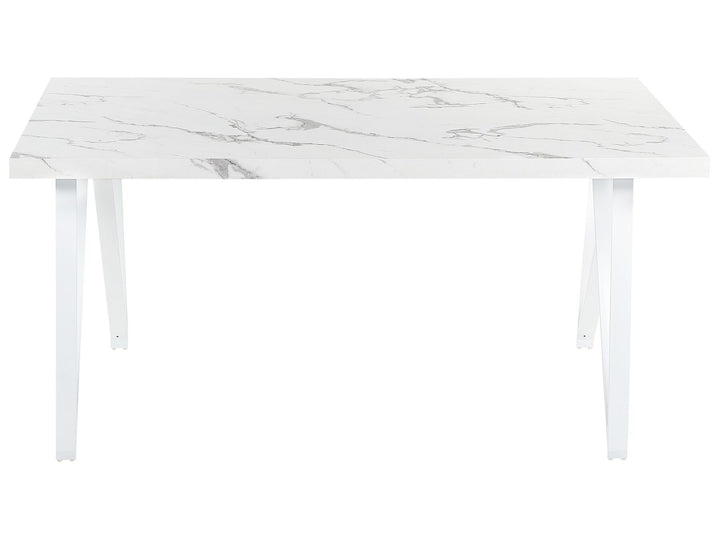 Dining Table 160 x 90 cm Marble Effect White Grieger