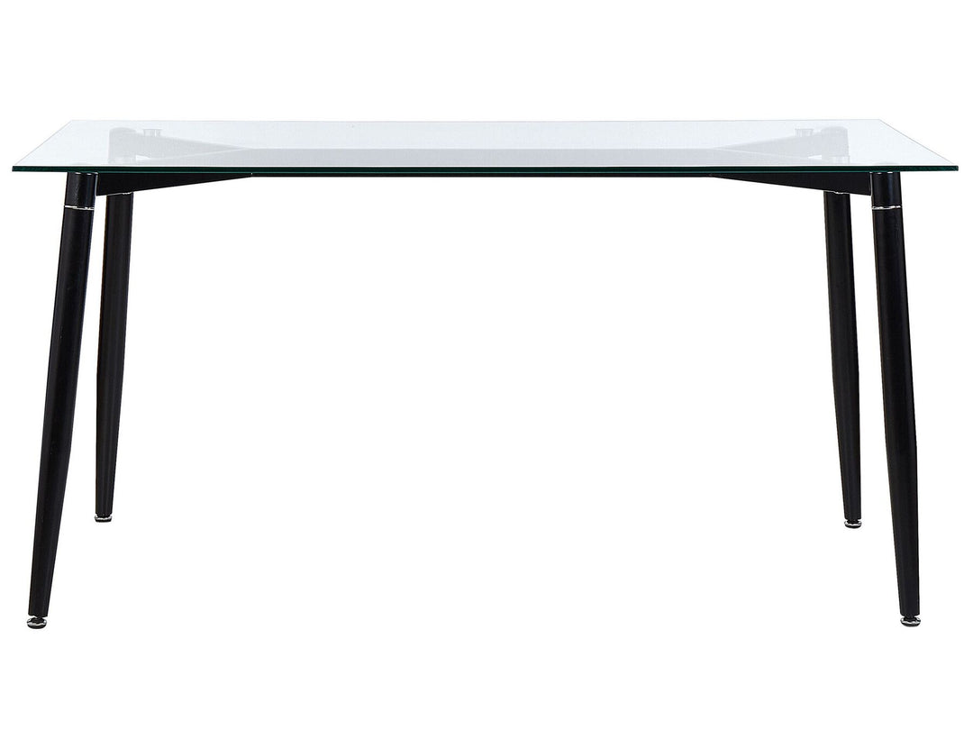 Glass Top Dining Table 150 x 90 cm Black Totham