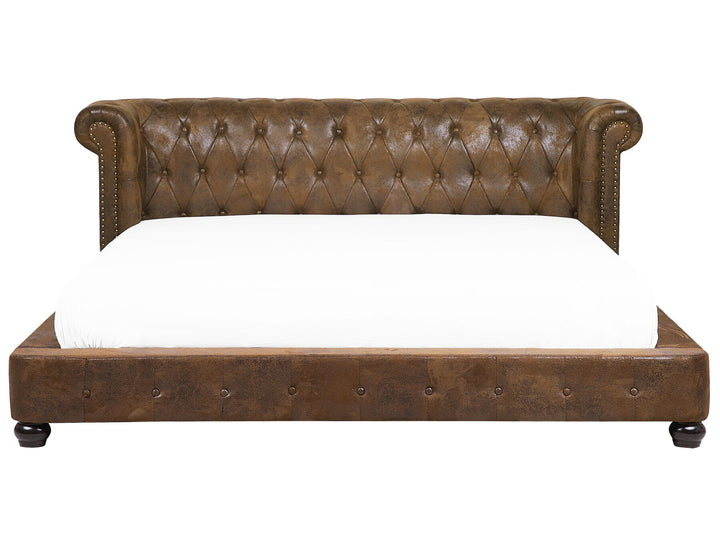 Faux Suede EU Super King Size Bed Brown Cavaillon