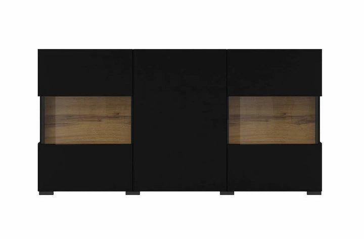 Display Sideboard Cabinet 120cm Black Matt Ava 25