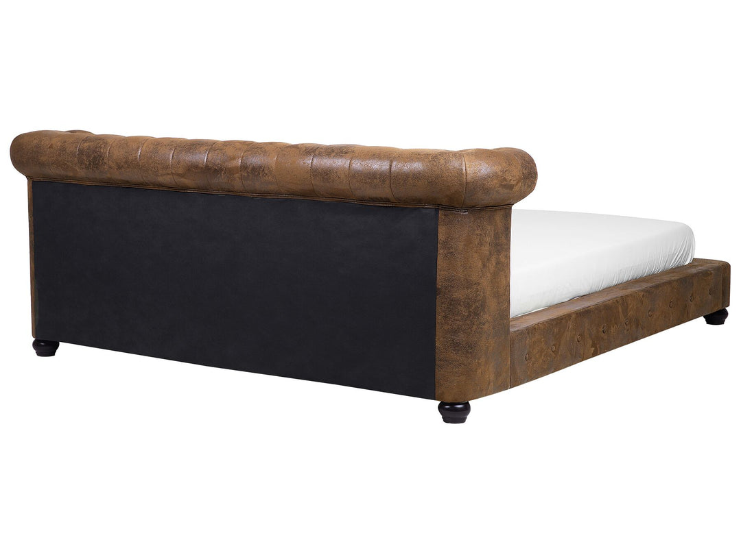 Faux Suede EU Super King Size Bed Brown Cavaillon