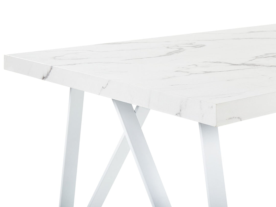 Dining Table 160 x 90 cm Marble Effect White Grieger