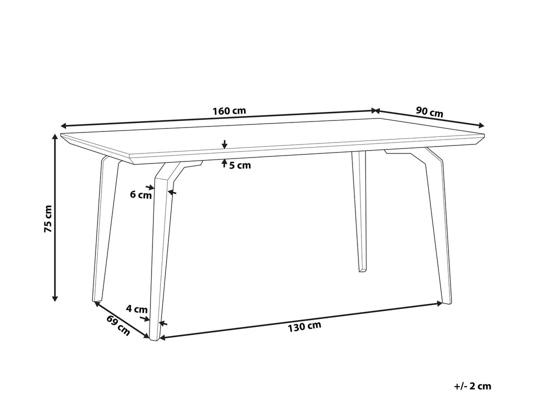 Dining Table 160 x 90 cm Dark Wood with Black Amares