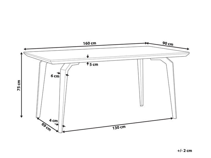 Dining Table 160 x 90 cm Dark Wood with Black Amares