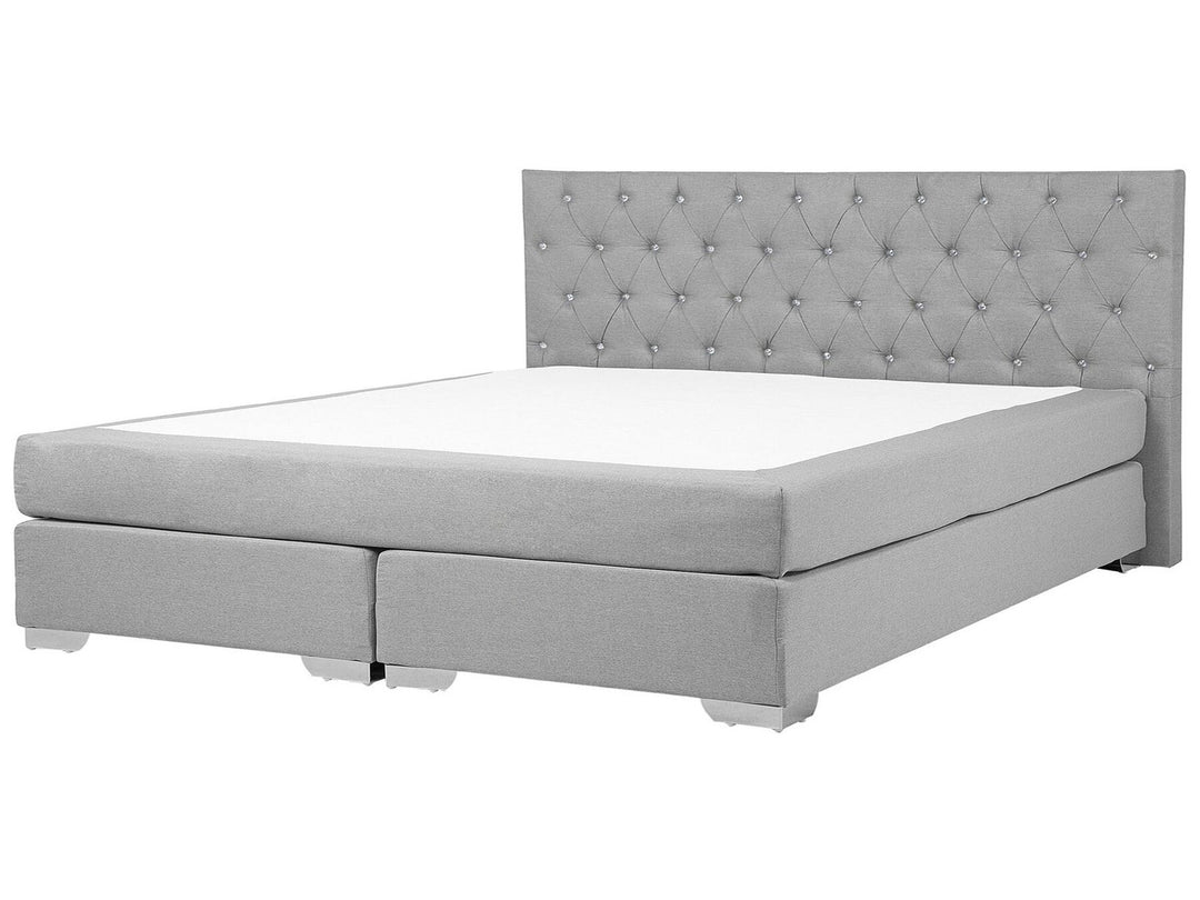 Fabric EU Super King Divan Bed Light Grey Duchess