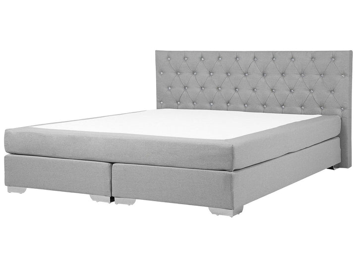 Fabric EU Super King Divan Bed Light Grey Duchess