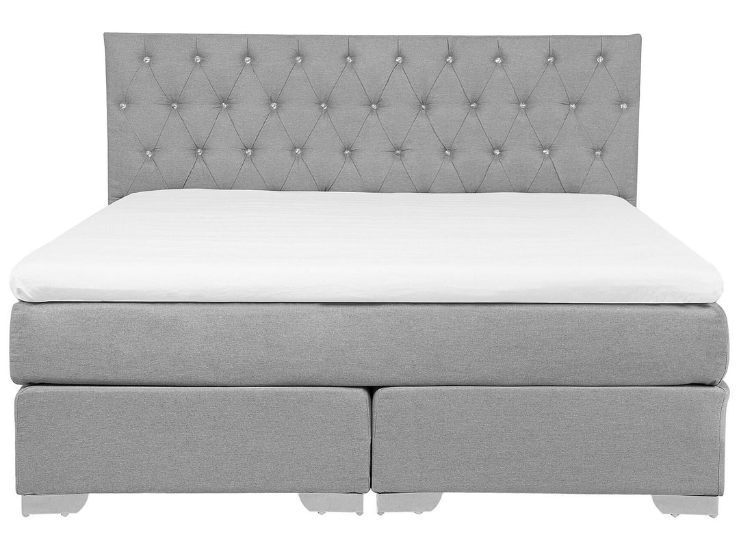 Fabric EU Super King Divan Bed Light Grey Duchess