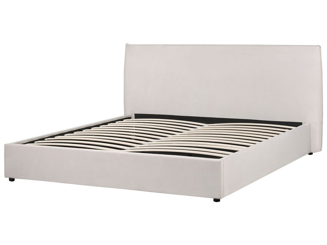 Velvet EU Super King Size Ottoman Bed Off-White Lavaur