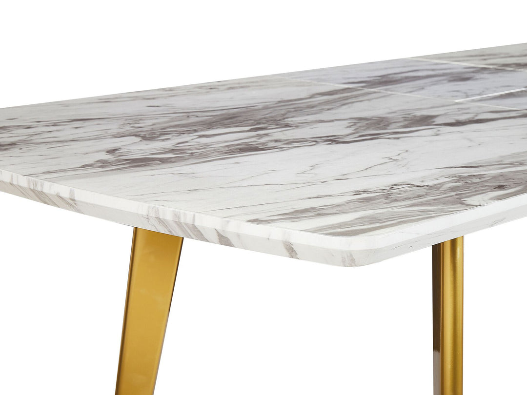 Extending Dining Table 160/200 x 90 cm Marble Effect with Gold Mosby