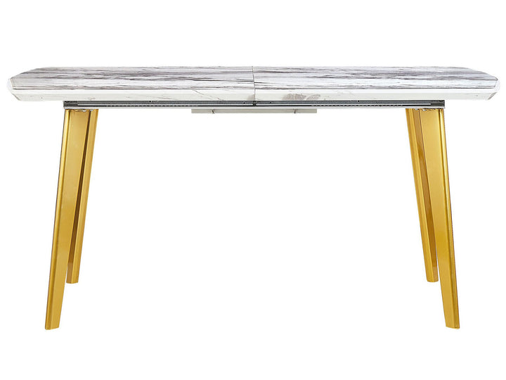 Extending Dining Table 160/200 x 90 cm Marble Effect with Gold Mosby