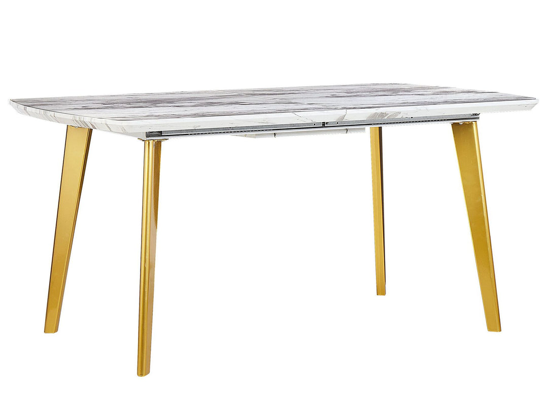 Extending Dining Table 160/200 x 90 cm Marble Effect with Gold Mosby