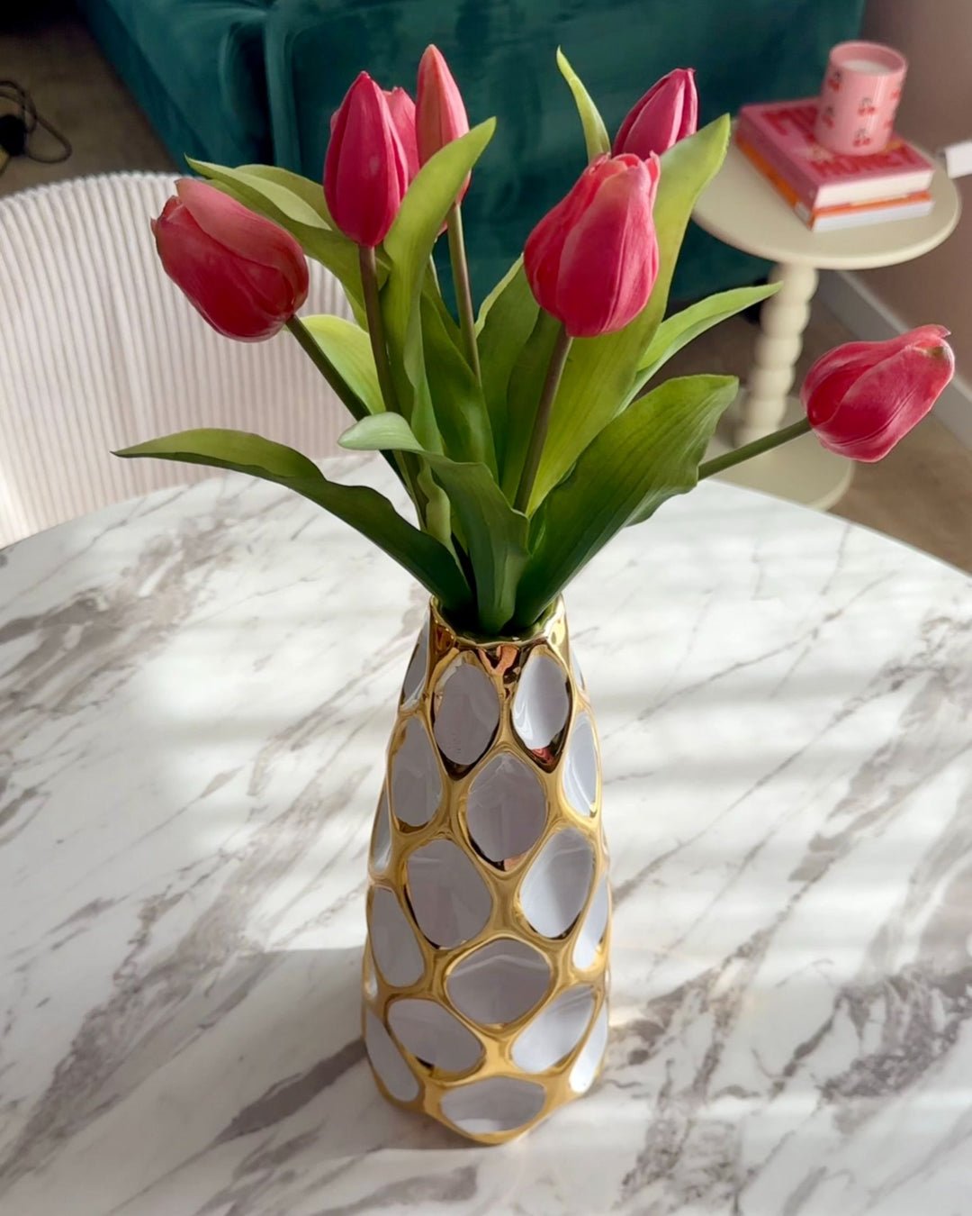 Avila Flower Vase Stoneware 36 cm White
