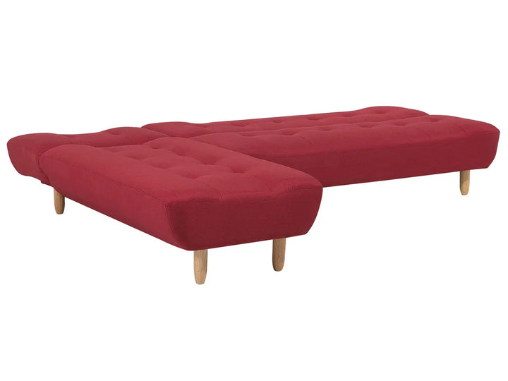 Modular Corner Sofa Bed 4 Seater Fabric Red Right Hand Ash