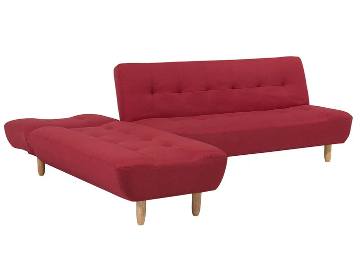 Modular Corner Sofa Bed 4 Seater Fabric Red Right Hand Ash