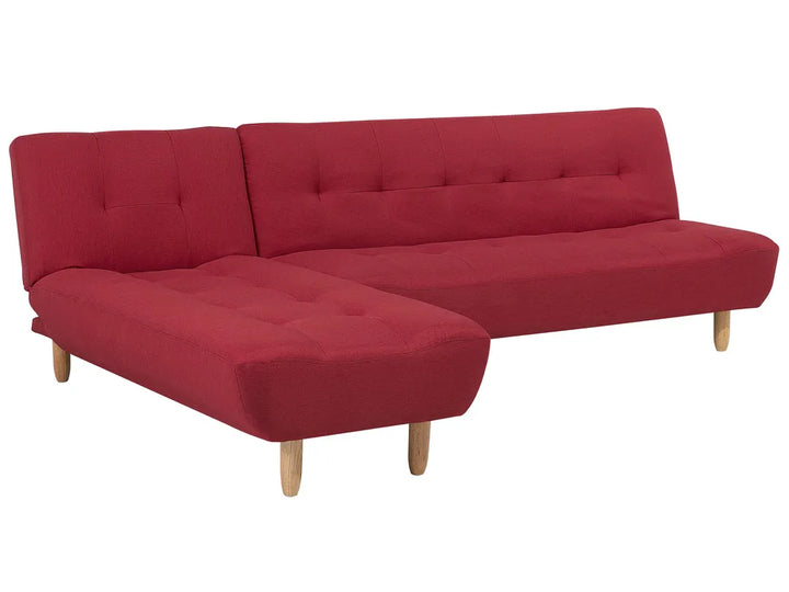 Modular Corner Sofa Bed 4 Seater Fabric Red Right Hand Ash