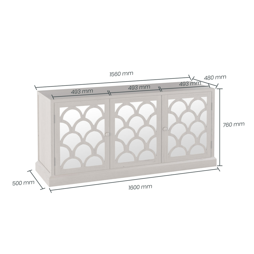 D.I.Designs Bentley Grey Aged 3 Door Mirrored Sideboard Oak