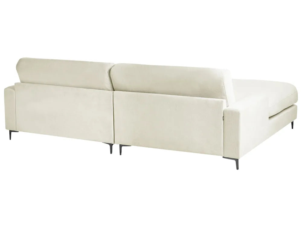 Corner Sofa 3 Seater Chenille Off-White Right Hand Emilio