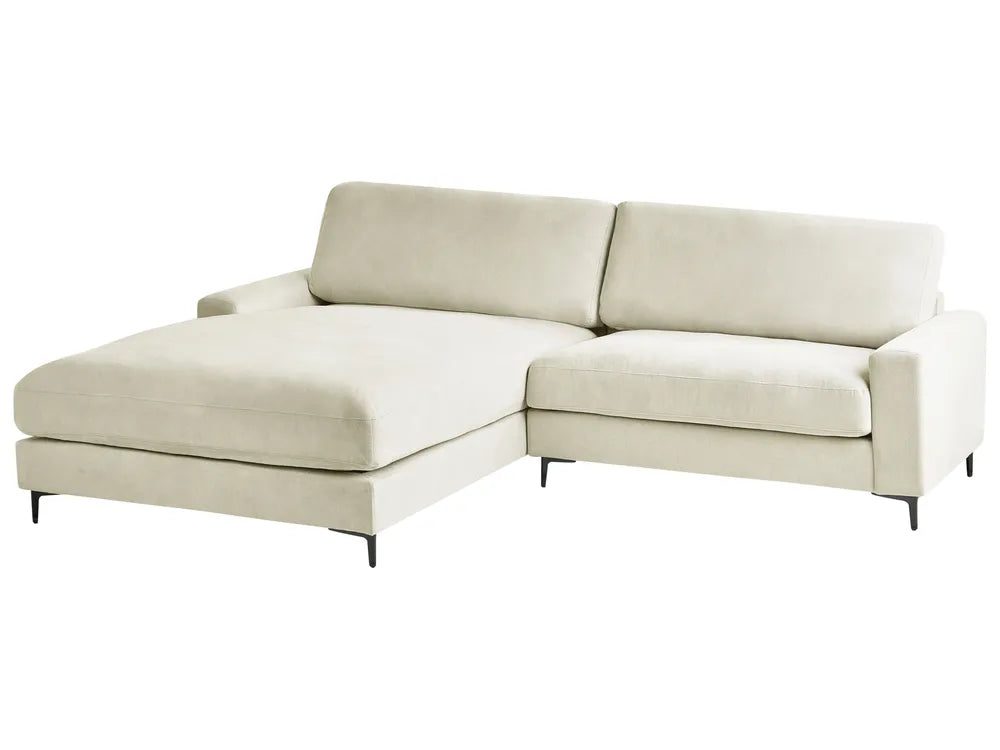 Corner Sofa 3 Seater Chenille Off-White Right Hand Emilio