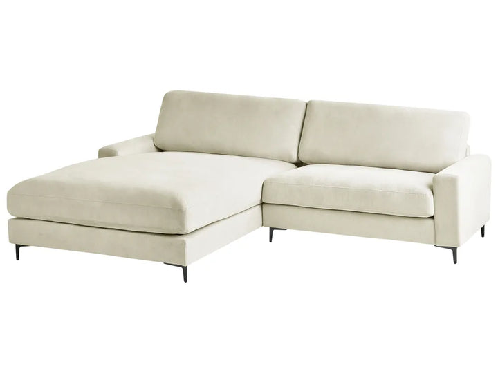 Corner Sofa 3 Seater Chenille Off-White Right Hand Emilio