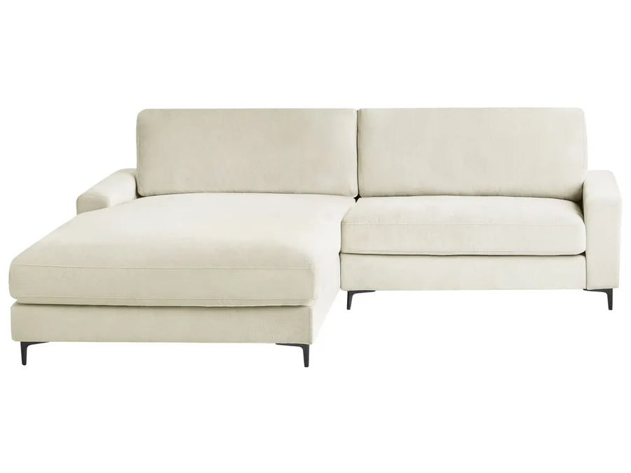 Off-white chenille corner sofa 3 seater right hand
