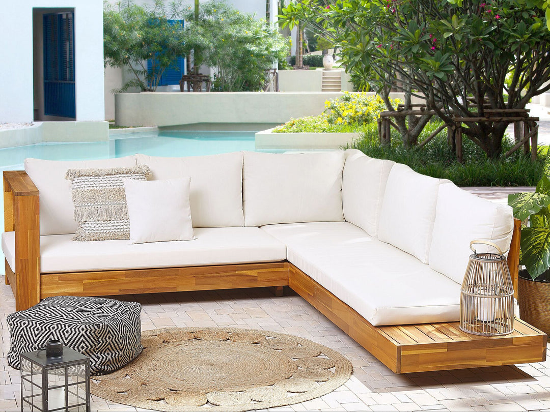 Marettimo Garden Corner Sofa 5 Seater Right Hand Certified Acacia Wood Brown