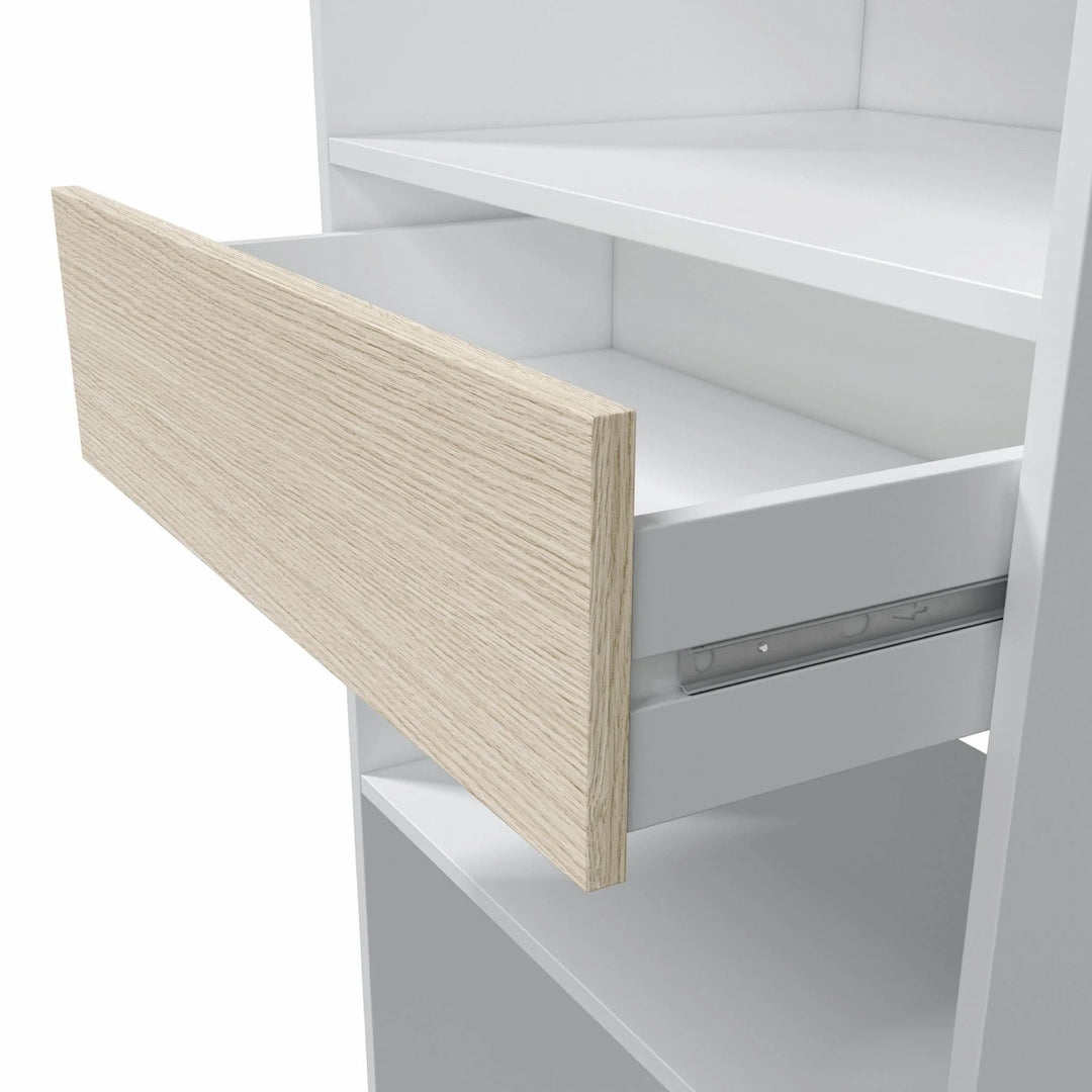 Daniella Oak and White Open Door Wardrobe With Shelves And Rail