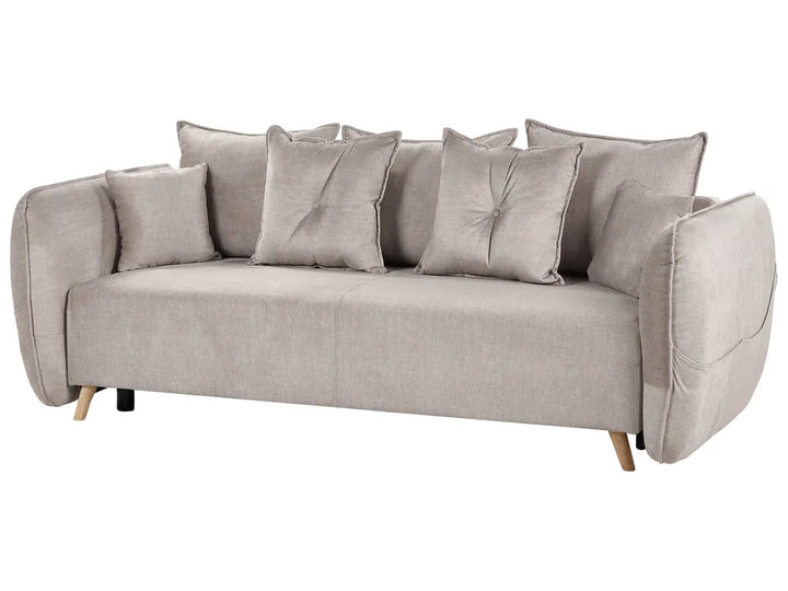 Sofa Bed 2 Seater Velvet Taupe with Storage Winfree