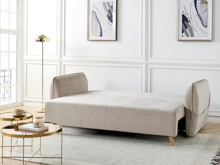 Sofa Bed 2 Seater Velvet Taupe with Storage Winfree