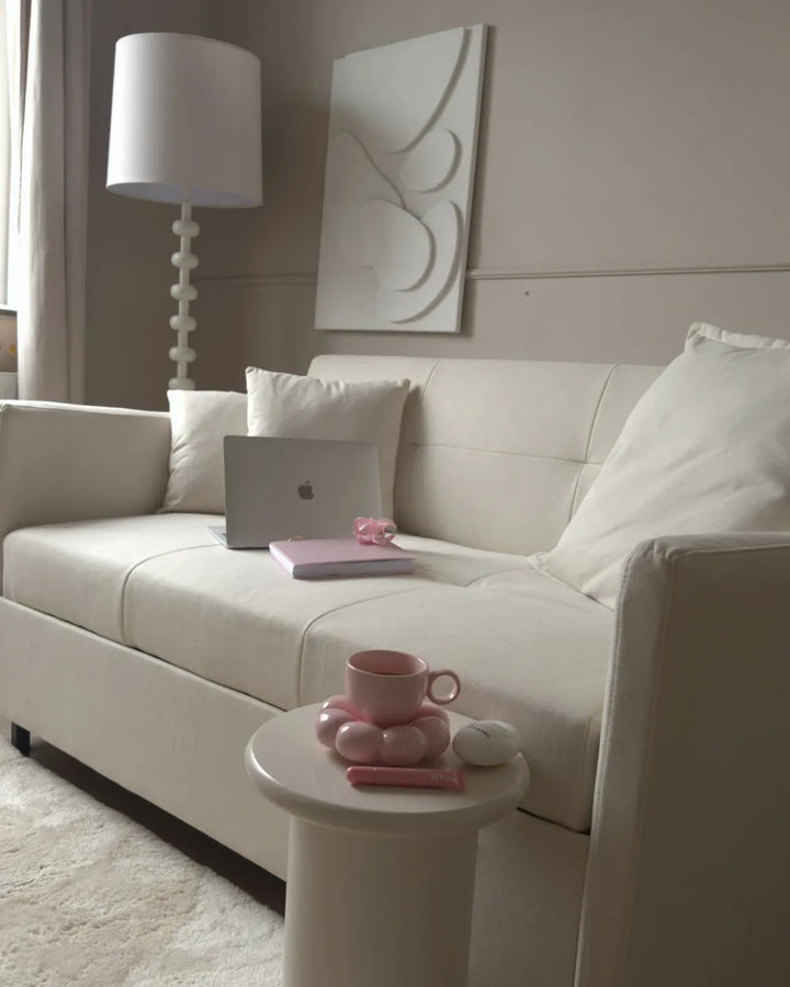 Sofa Bed 2 Seater Fabric Light Beige Dover