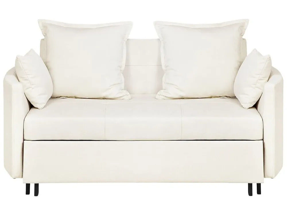 White sofa with four cushions on a white background