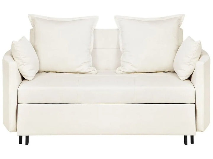 White sofa with four cushions on a white background