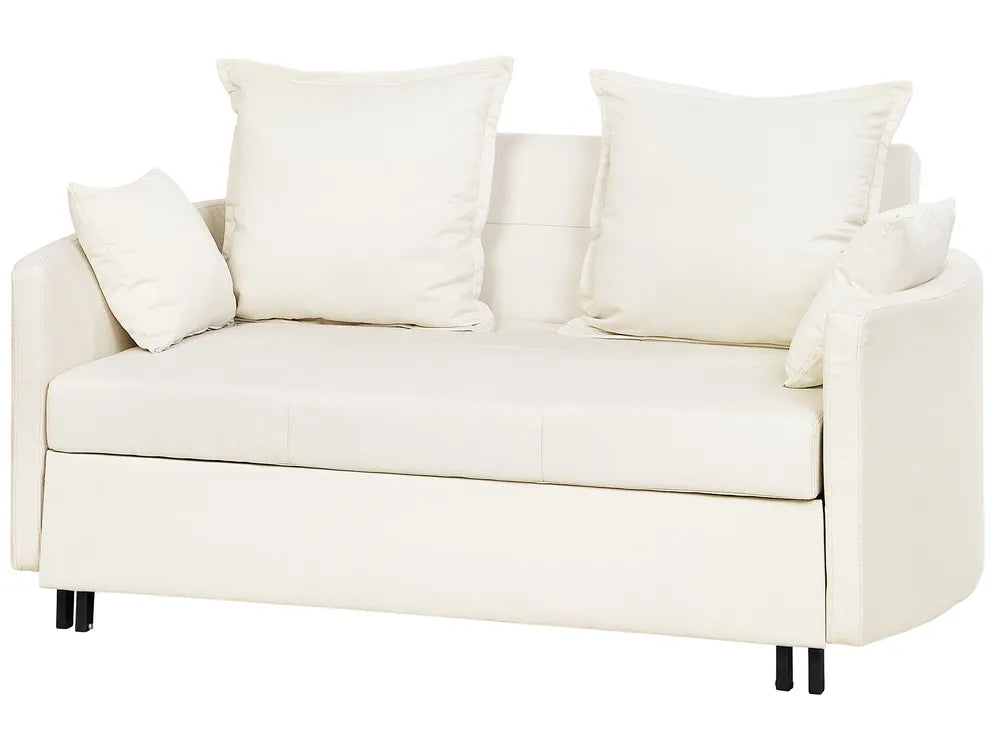 Sofa Bed 2 Seater Fabric Light Beige Dover