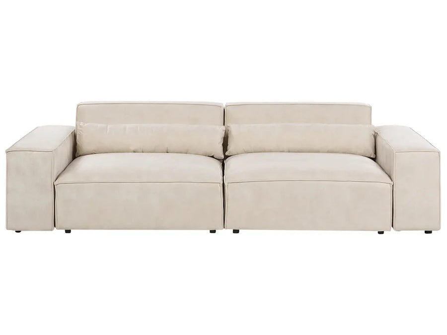Beige sectional sofa on a white background