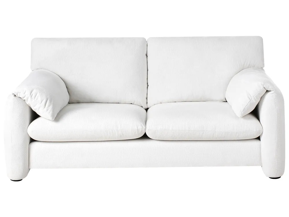 White sofa with curved design on a white background