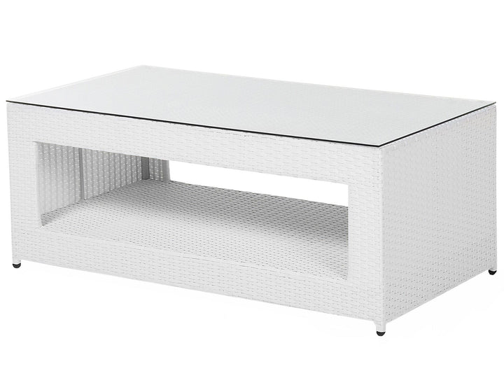 Roma Garden Lounge Set with Table and Ottoman 6 Seater PE Rattan White