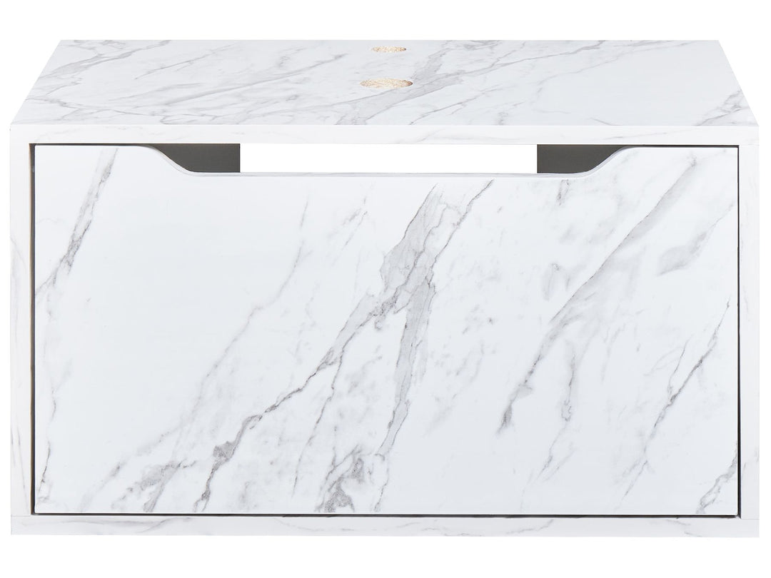 Wall Mounted Washbasin Cabinet 60 cm White Marble Petrolina