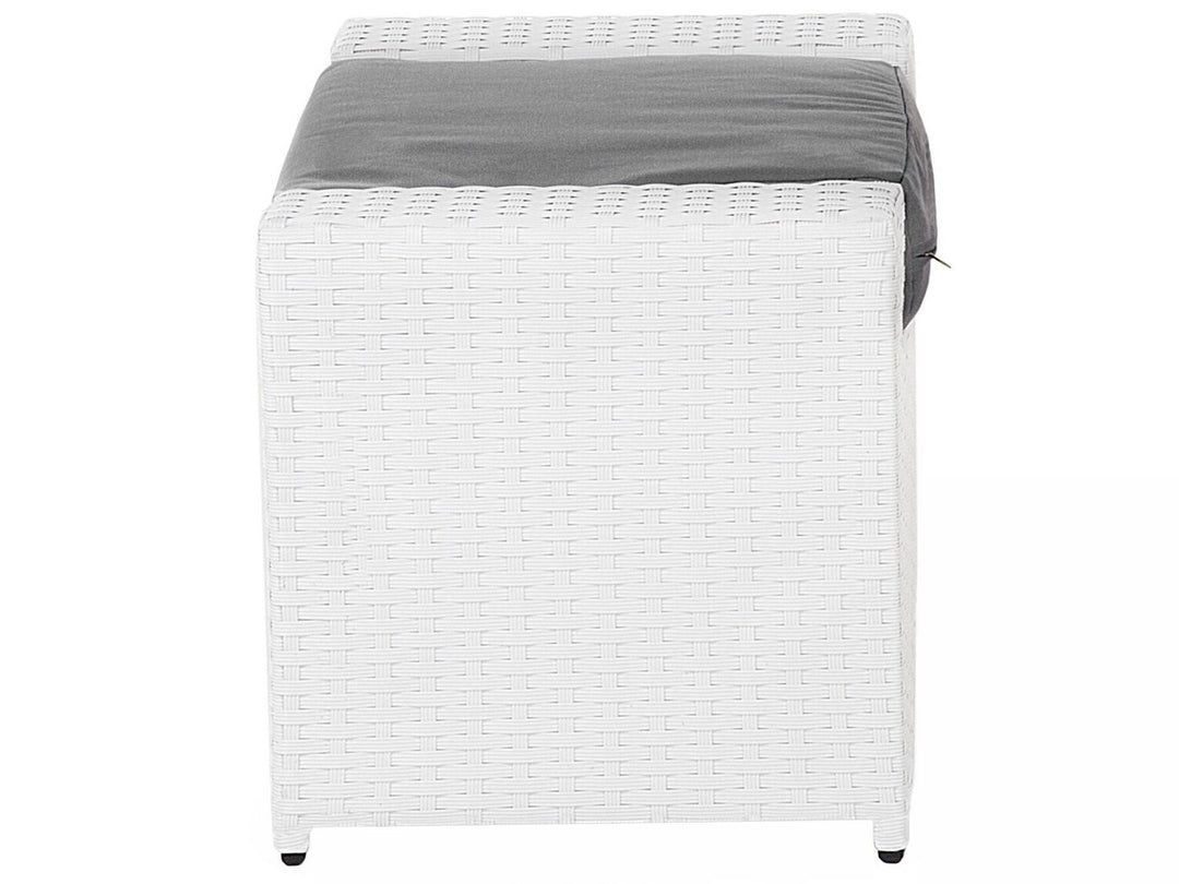 Roma Garden Lounge Set with Table and Ottoman 6 Seater PE Rattan White