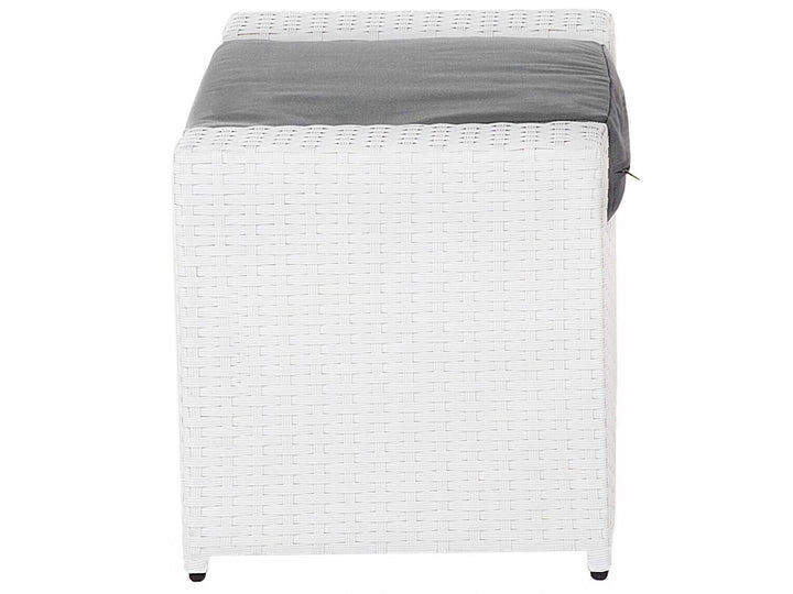 Roma Garden Lounge Set with Table and Ottoman 6 Seater PE Rattan White