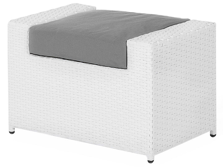 Roma Garden Lounge Set with Table and Ottoman 6 Seater PE Rattan White