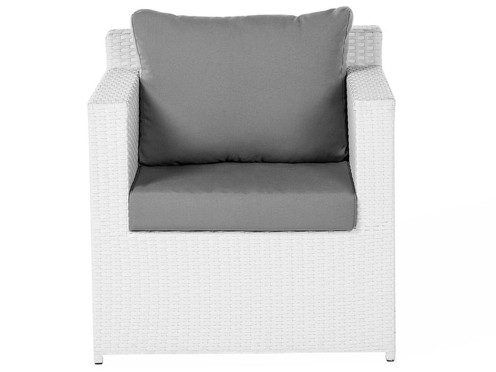 Roma Garden Lounge Set with Table and Ottoman 6 Seater PE Rattan White